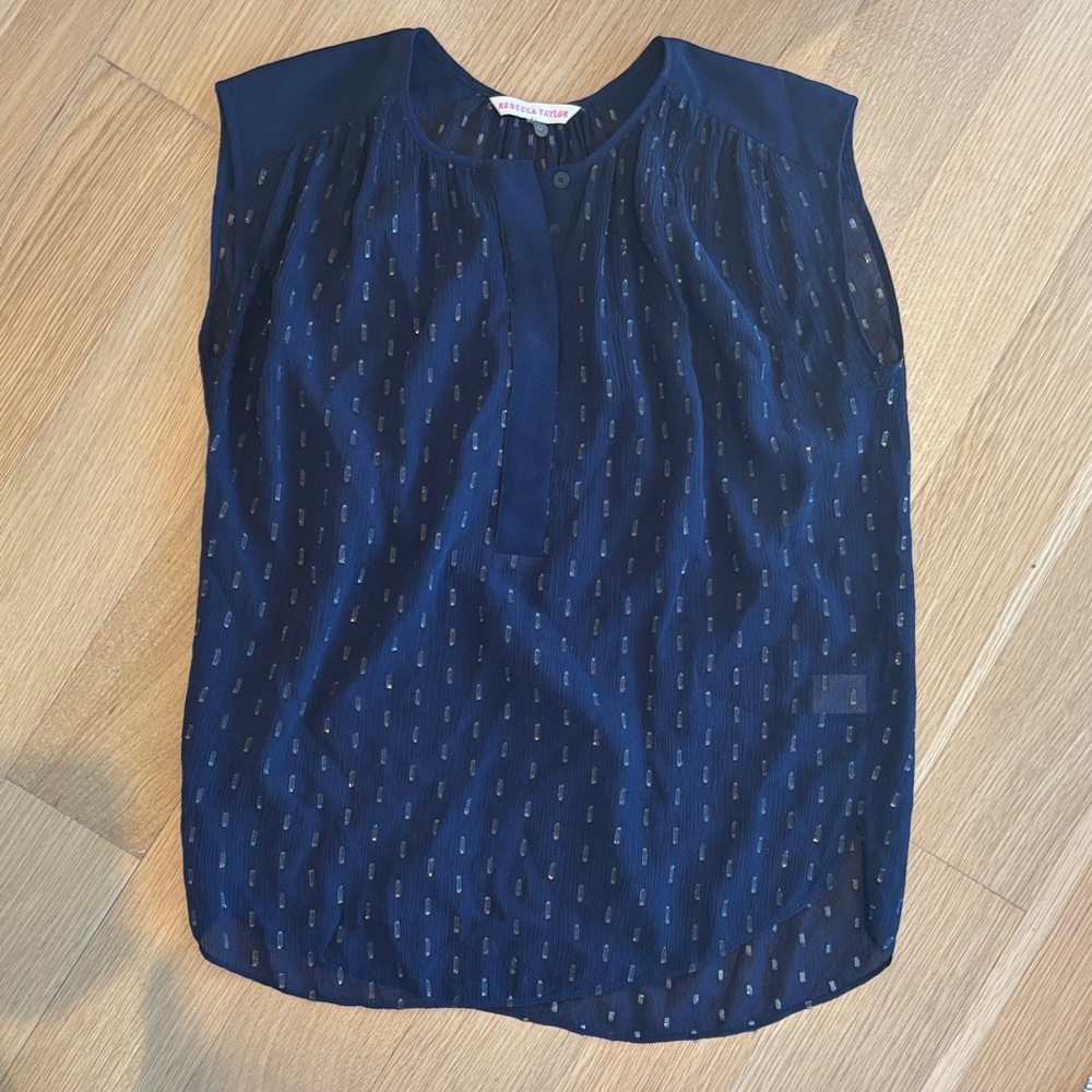 Rebecca Taylor blue and gold sleeveless top